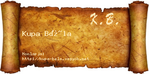 Kupa Béla névjegykártya